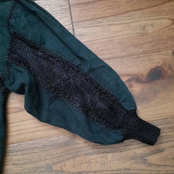 Vintage Faux Suede and Knit Long Sleeve Sweater - Picture 3 of 14